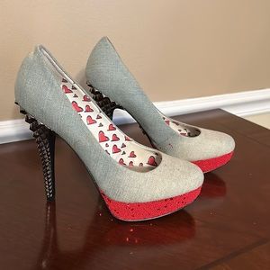 Funky platform mixed material platform heel!